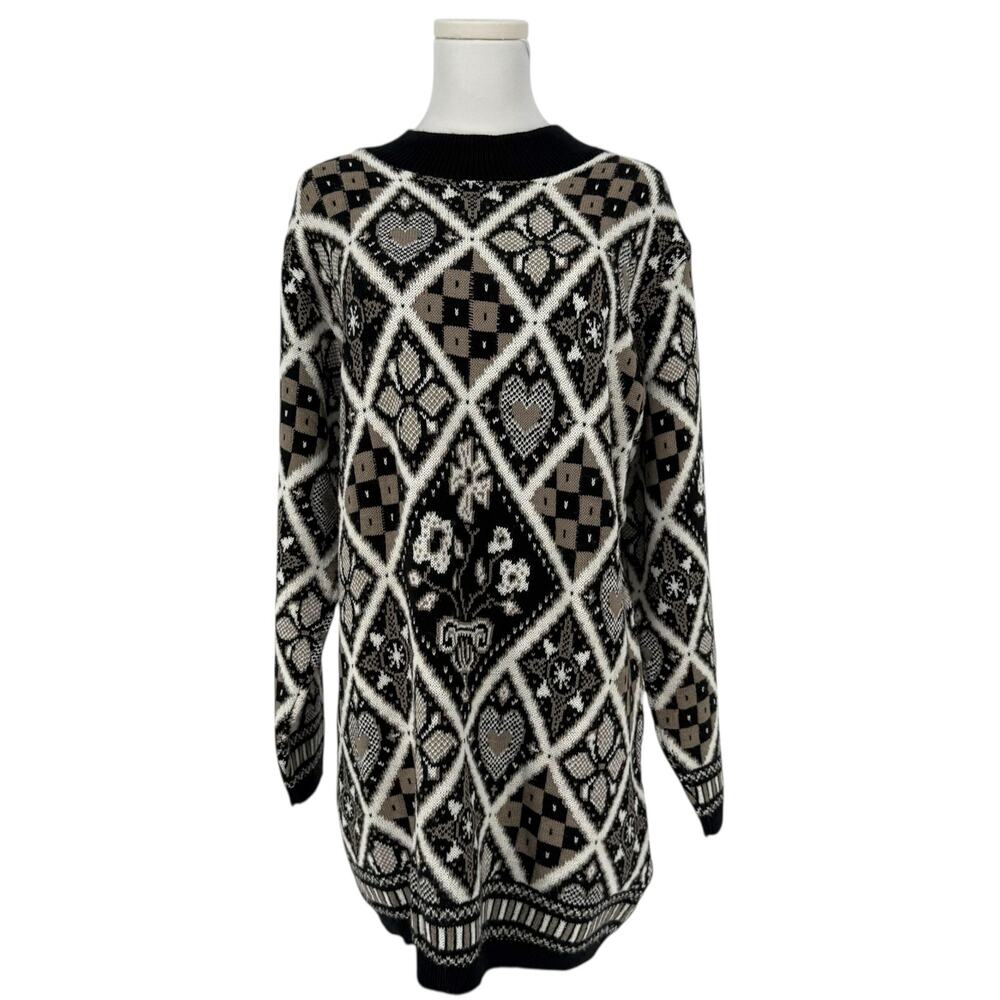 VTG Alfred Dunner Heart Patchwork Sweater Dress Women’s S Cottagecore USA